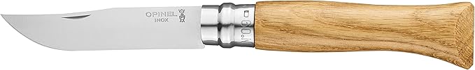OPINEL - No. 09 Stainless Steel - Opinel Wood Folding Pocket Knife - 9 cm Stainless Steel Blade and Oak Wood Handle