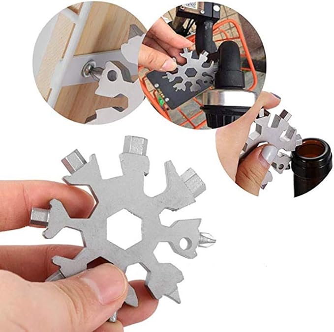 Christmas Gifts for Him,18-in-1 Snowflake Multi Tool,Stainless Steel Snowflakes Multi-Tool, Incredible Tool Gifts for Men Dad Christmas,Valentine's Day,Dad,Boyfriend,Grilfriend (Silver)