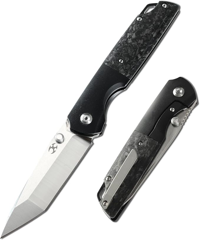 KANSEPT Warrior Pocket Knife with CPM-S35VN Blade Framelock Camping Hiking Folding Knife for Men 6AL4V Titanium +carbon fiber Handle Drop Pocket Folding Knife K1005T1