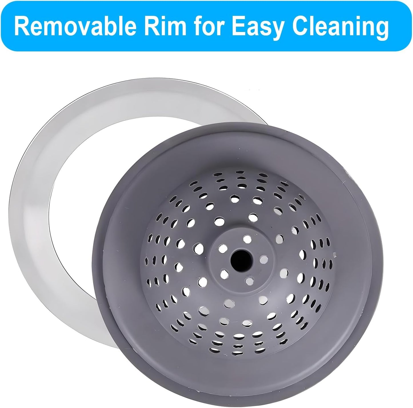 2 Pack Kitchen Sink Drain Strainer Silicone Stainless, Drain Protector,Prevent Clogging, Large Wide Rim 4.5 inch Diameter, Tools Home Improvement (Gray)