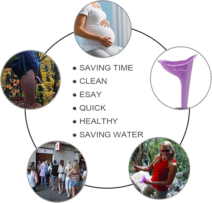 HoFire Female Urination Device-Lets You Pee Standing up-Lightweight Silicone Portable Travel Urinal Funnel Women-Perfect Camping, Traveling, Climbing, Festivals,Outdoor Activities-4 Pcs