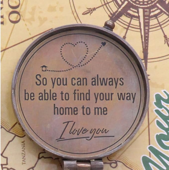 So You Can Always Find Your Way Back Home, Brass Compass Engraved Gifts for Men, Bronze Gifts for Men, Romantic Gifts for Him/Her, Keepsake Gifts for Husband, Personalized Gifts for Men