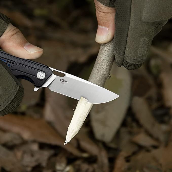 BESTECH KNIVES Pocket Folder Folding Knife: 3.23" K110 Steel Blade, G10 Scales, Flipper, Liner Lock, EDC Titanium Clip, BG35A-1 (Black)