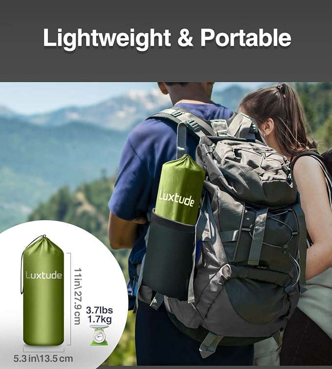 Luxtude Sleeping Pad for Camping, 4" Thick Queen Camping Mattress, Double Sleeping Pad for 2 Person, Inflatable Camp Mattress with Foot Pump, Air Mat for Adults - Backpacking/Car Traveling/Hiking