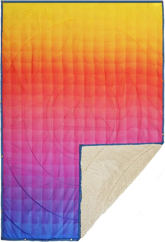 Outdoor Camping Blanket - Puffy Ultralight Packable Blankets for Sleeping, Camp, Travel, Hiking, Stadium, Sherpa Fleece Warm Puffer Portable Camping Quilt, DWR,Machine Washable，56"x 78"