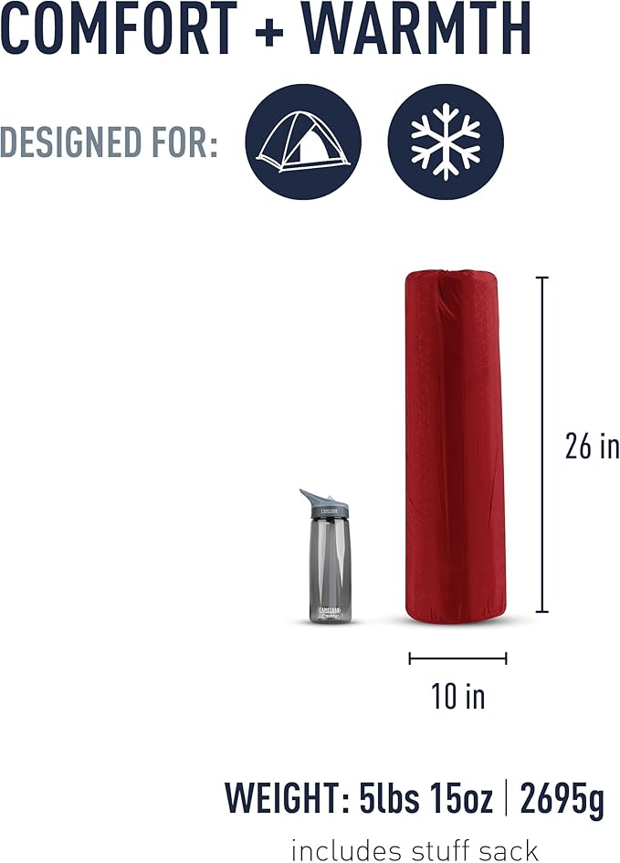 Sea to Summit Comfort Plus Self-Inflating Foam 2-Person Camping Mattress, Crimson Red