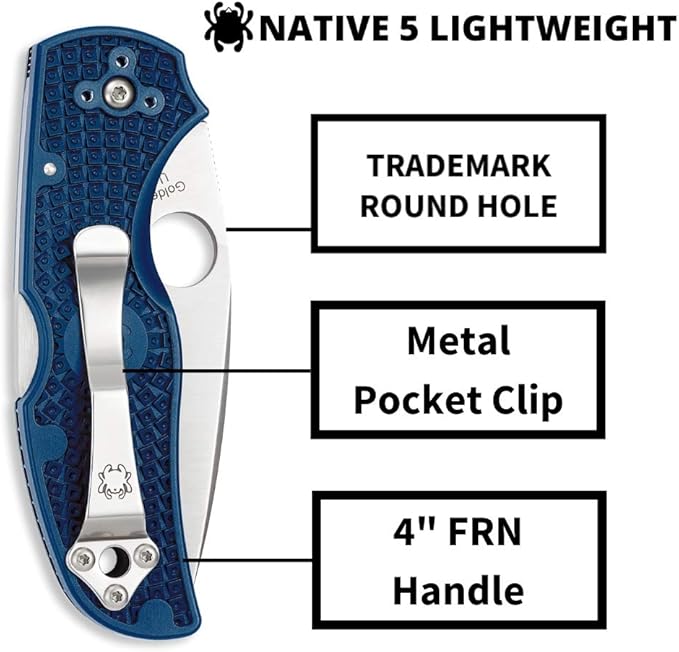 Spyderco Native 5 Lightweight Signature Knife with 2.95" CPM S110V Steel Blade and Dark Blue FRN Handle - PlainEdge - C41PDBL5