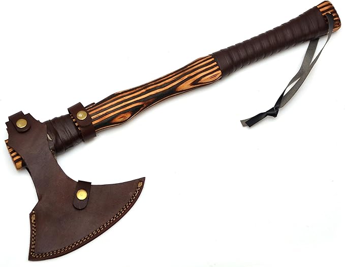 Handmade Viking Axe Real Carbon Steel Axe with Leather Sheath Camping Bearded Axes & Hatchets Hunting Axe Valentine's Day Gift, Camping & Hiking | Knives & Tools | Birthday Gift for him (VK-Ax-5)