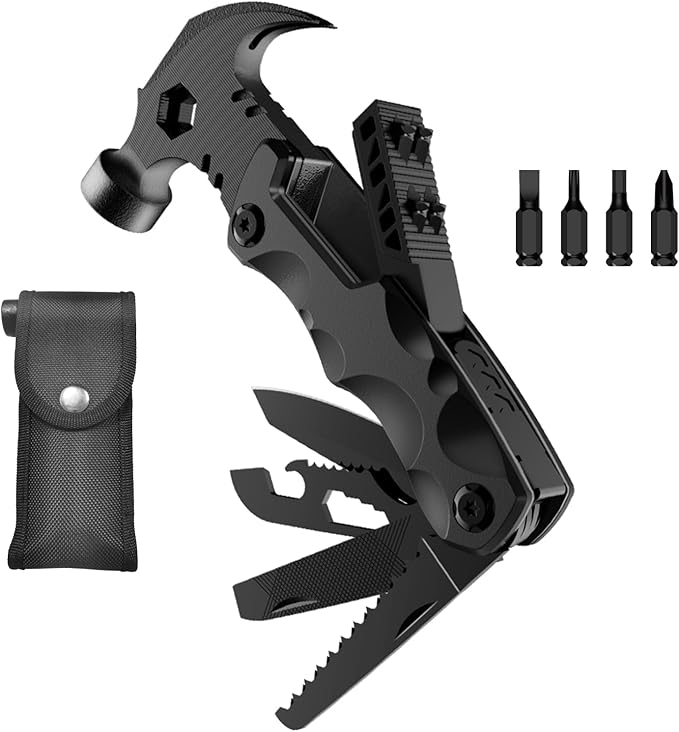 Gifts for Men Unique, WIBENTL Multitool, 15 in 1 Survival Gear, Camping Accessories, 4 Screwdrivers heads with Magnetic, Christmas Gifts for Men, Lock Function, cool gadgets for men WM15H