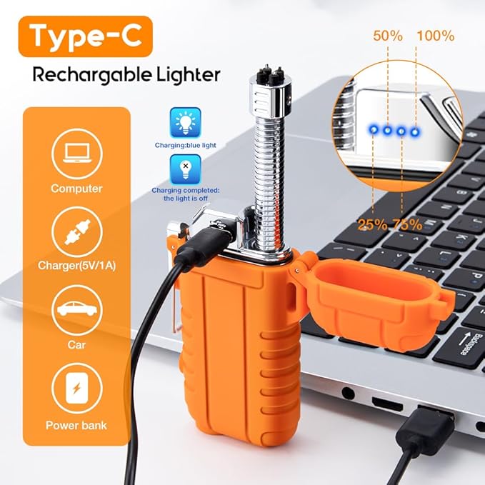 LcFun Electric Lighter USB Rechargeable Lighter Dual Arc Lighter Flexible Neck Plasma Lighter Electronic Candle Lighter Waterproof Windproof Lighters for Camping, Hiking, Survival Gear
