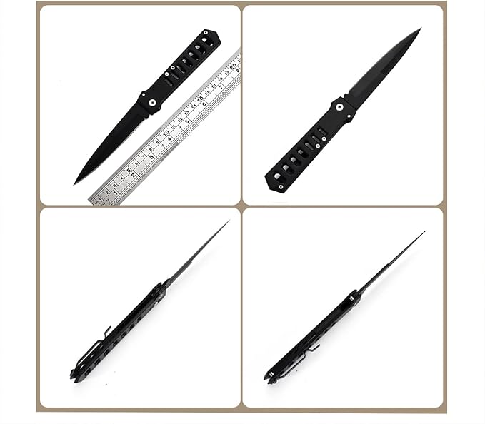 Pocket Folding Knife with 3.1” Stainless Steel Blade and Handle-blade Sharp (black)