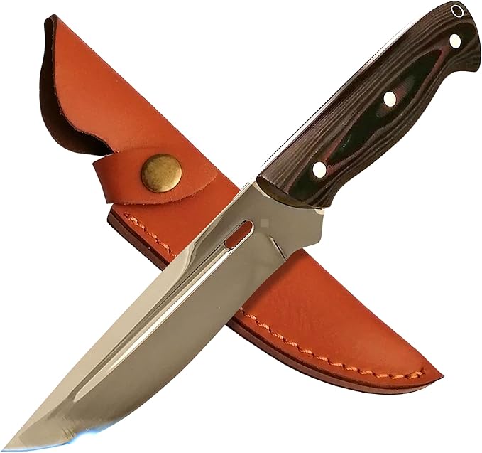 Bushcraft Knife with Sheath, 9.4" Fixed Blade Knife with 440C Hardened Stainless Steel Full Tang Survival Knife for Outdoor & Camping By Kratos - ZSF1
