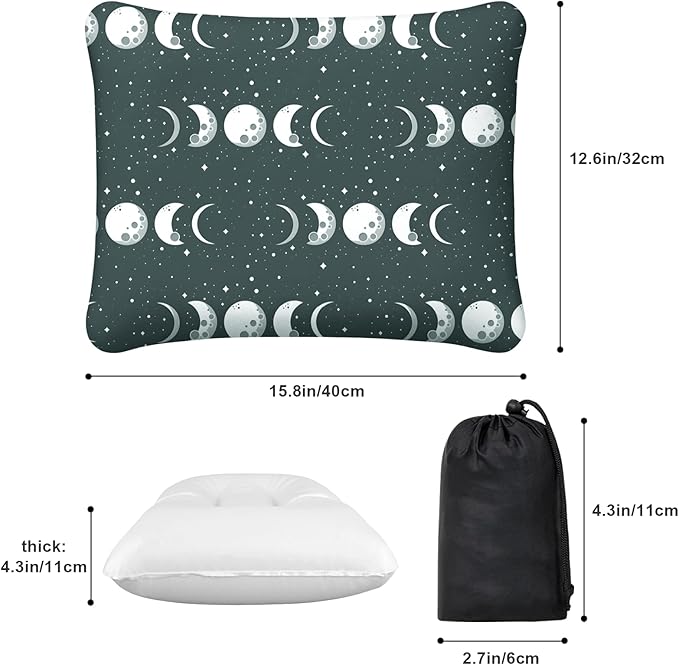 Inflatable Camping Pillow, Patterned Travel Backpacking Pillow, Lightweight & Portable Hiking Beach Pillow, Travel Camping Essential Accessories for Adult & Kids