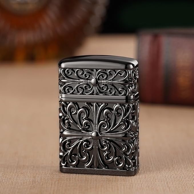 Black Cool Lighter,Refillable Butane Jet Torch Flame Windproof Lighters,Adjustable,Camping BBQ Kitchen Outdoors (N2)