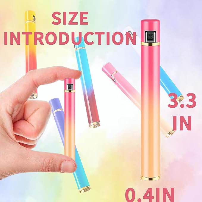 Unique Cute Pink Gradient Mini Lighter Creative Wheel Design, Butane Lighter Refillable Novelty Lighter for Fireplace Candle Camping BBQ (No Butane Fuel) (07)
