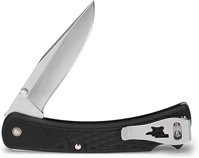 Buck Knives 110 Slim Select Lockback Pocket Knife with Thumb Studs and Removable/Reversible Deep Carry Pocket Clip, 3-3/4" 420HC Blade
