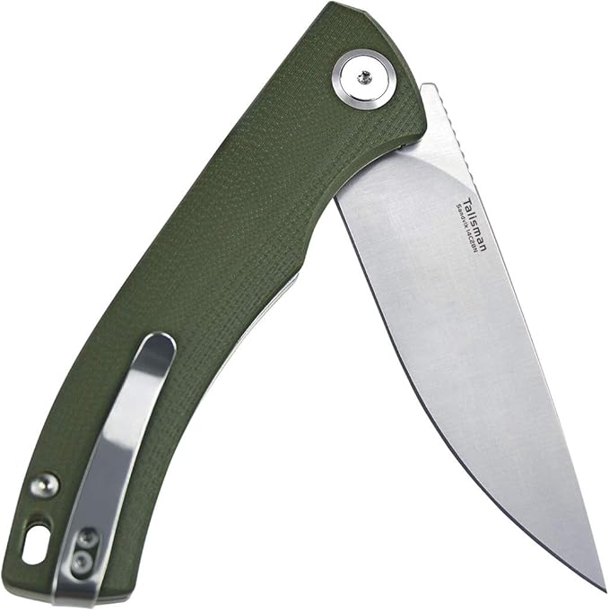 Talisman CK9168 Pocket Knife with Ball Bearing Pivot System Folding Knife with G10 Handle Pocketclip (armygreen handle)