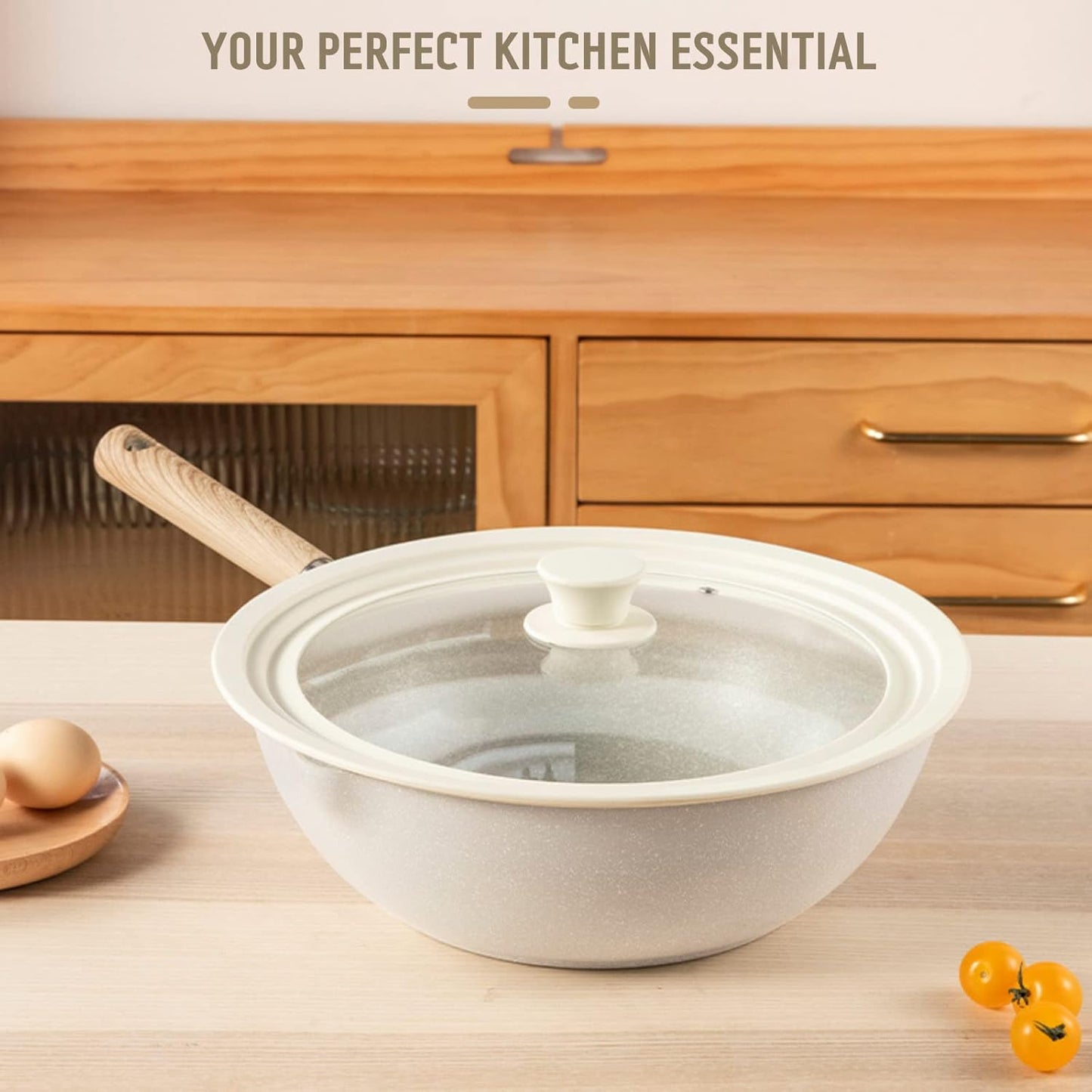 J&C LIFE Universal Lids for Pots, Pans & Skillets (Set of 2) – Fits 7, 8, 9, 10, 11, 12 Inch Pots and Pans, Tempered Glass Silicone Frying Pan Lid, Dishwasher Safe, White Replacement Lid