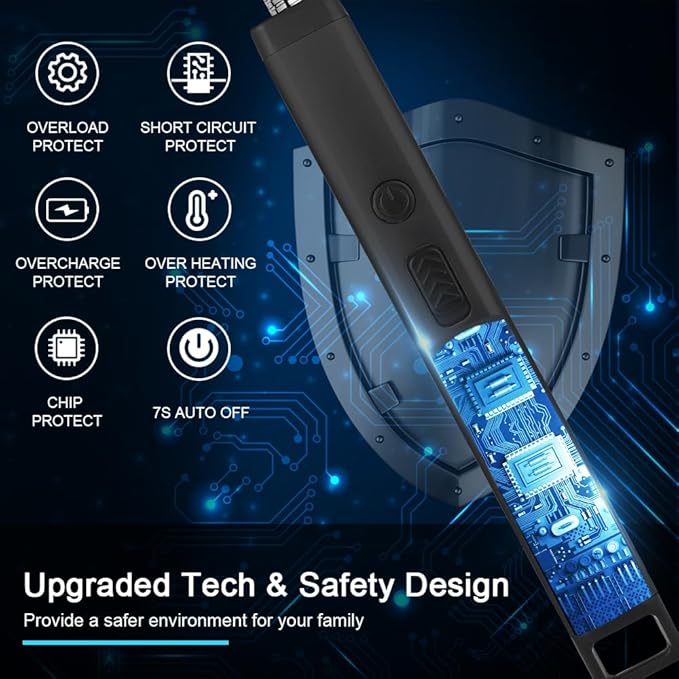 ARECTECH Lighter Candle Lighter Electric Lighter Rechargeable USB Arc Lighters for Candle Camping Fireworks Christmas Birthday Gifts with LED Light for Men Women Black