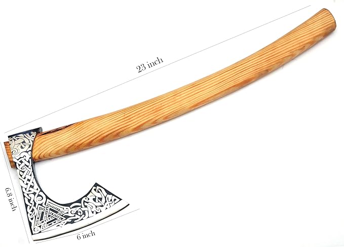 Handmade Viking Axe Real Carbon Steel Axe with Leather Sheath Camping Bearded Axes & Hatchets Hunting Axe Valentine's Day Gift, Camping & Hiking | Knives & Tools | Birthday Gift for him (Vk-Axe-06)