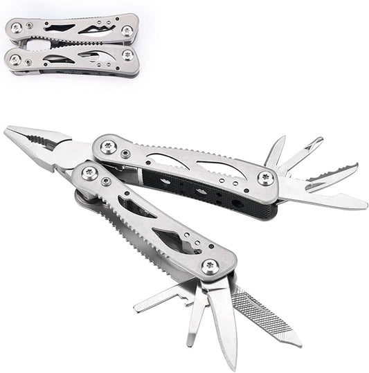Multitool Pliers,12 in 1 Multi Tool for Outdoor Stainless Steel with Spring-Action Pliers, Folding Saw, for Outdoor,Fishing, Camping, Hiking, Repair, Gifts for Men