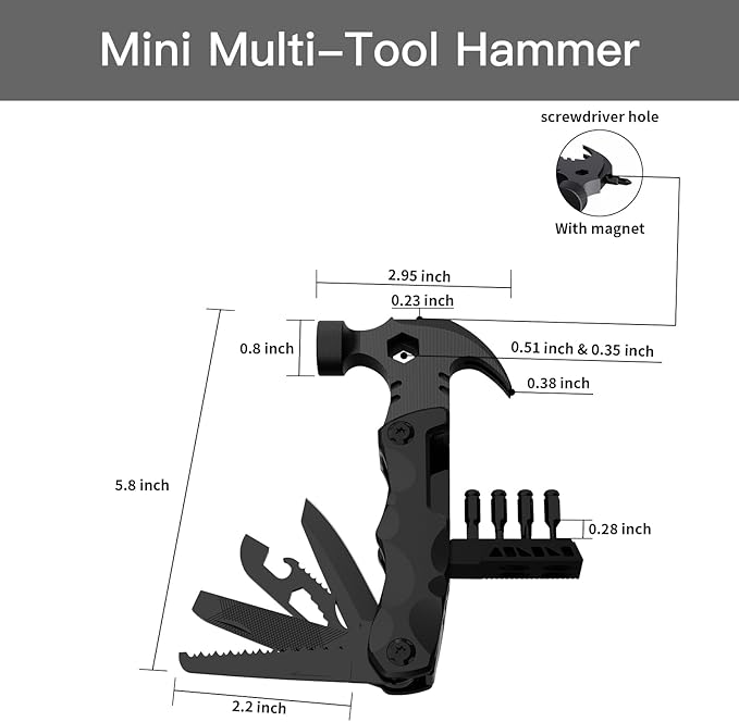 Gifts for Men Unique, WIBENTL Multitool, 15 in 1 Survival Gear, Camping Accessories, 4 Screwdrivers heads with Magnetic, Christmas Gifts for Men, Lock Function, cool gadgets for men WM15H