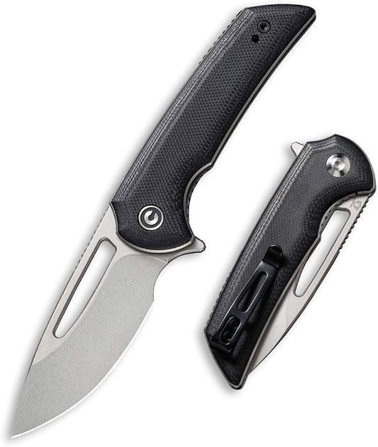 CIVIVI Odium Small Folding Knife –2.65" Black Stonewashed D2 blade, G10 Handle, Ball Bearings Pivot, Flipper Opening Knife with Reversible Deep Carry Clip C2010D (Black)