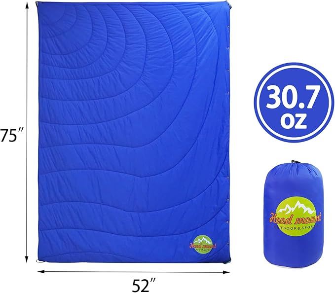 Camping Blanket Travel Blanket for Camping, Hiking, Beach outings - Waterproof -52" x 75"(Deep Blue)