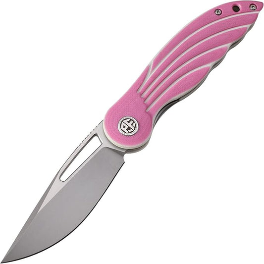 Petrified fish PFE06 Nightingale,3.07" 14C28N Blade,87g G10 Handle Front Flipper Liner lock Folding knife (Pink)
