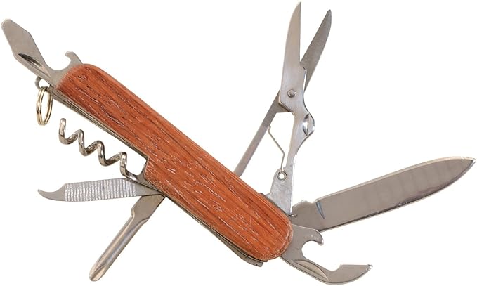 Thirsty Rhino Util, Rosewood Utility Pocket Knife, 7-in-1 Multi-Function Multi-Tool, Rosewood (Set of 12)