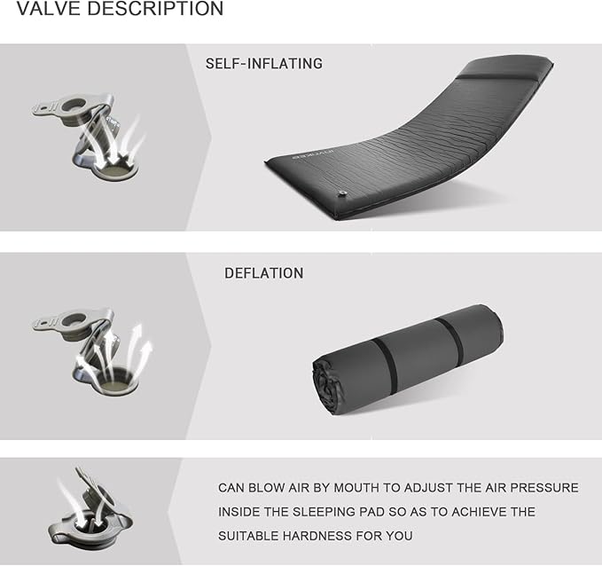 INVOKER Camping Sleeping Pad 2.76” Memory Foam Self Inflating Sleeping Pad Camping Mat with Pillow for Tent Backpacking Traveling Hiking Car Camping Air Mattress