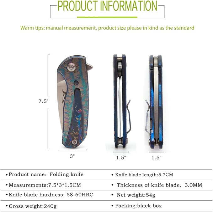 Outdoor Fast Opening Pocket Knife Small Size Folding Knife with 2.2" S35VN Blade EDC Tool Multipurpose Folding Knife Suitable for Self Defense/Home/Camping