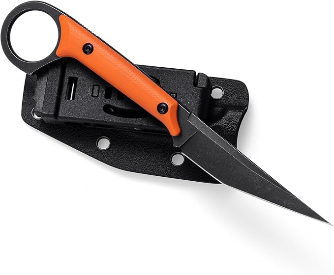 KS527 Fixed Blade Knife, D2 Blade G10 Handle for Men Women, with Kydex Sheath, Utility Knife for EDC Survival Hiking Camping Outdoor Everyday (Orange)