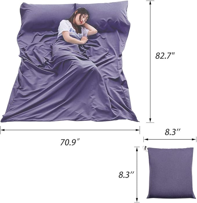 Sleeping Bag Liner Lightweight Compact Sleeping Bag Sack Portable Clean Travel Sheet Camping Sleep Sheet for Backpacking Hotel Hiking