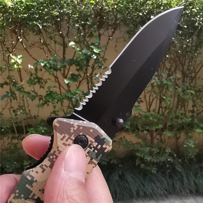 Tactical Folding Pocket Knife G10 Handle Sharp Tanto Blade Spring Assisted Military Knives EGA Elite Survival (Desert Tan)