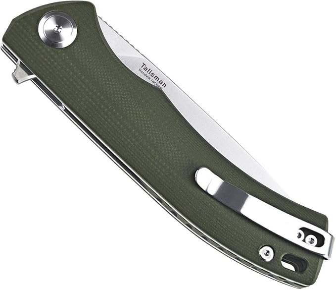 Talisman CK9168 Pocket Knife with Ball Bearing Pivot System Folding Knife with G10 Handle Pocketclip (armygreen handle)