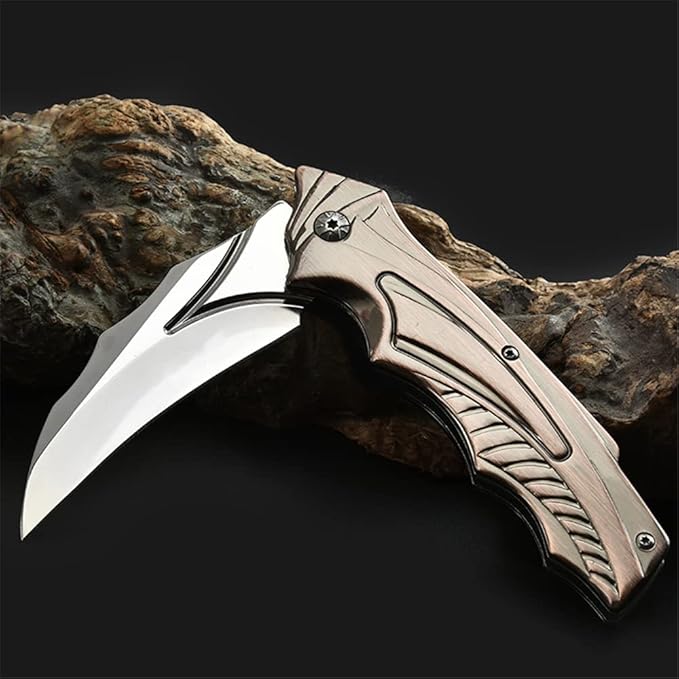 Copper Handle Stainless Steel Side Lock Folding Camping Knife for Fishing,Camping,Survival,and EDC