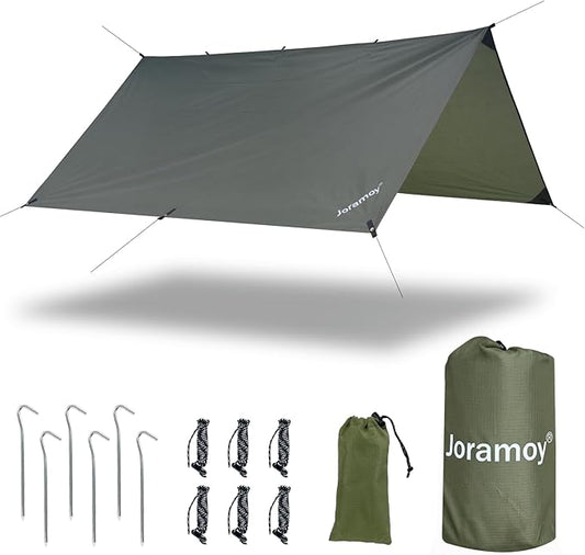 Hammock Rain Fly 10×10FT - Waterproof Camping Tarp Portable Tent Tarp Premium Backpacking Tarp Sheleter with UV Protection Layer for Camping Hiking Outdoor(OdGrreen)