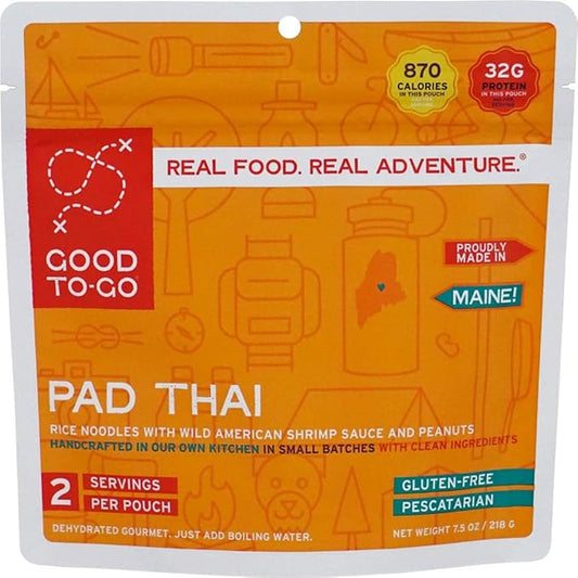 GOOD TO-GO Pad Thai | Camping Food, Backpacking Food (Double Serving) | Just Add Water Meals, Backpacking Meals | Dehydrated Meals Taste Better Than Freeze Dried Meals