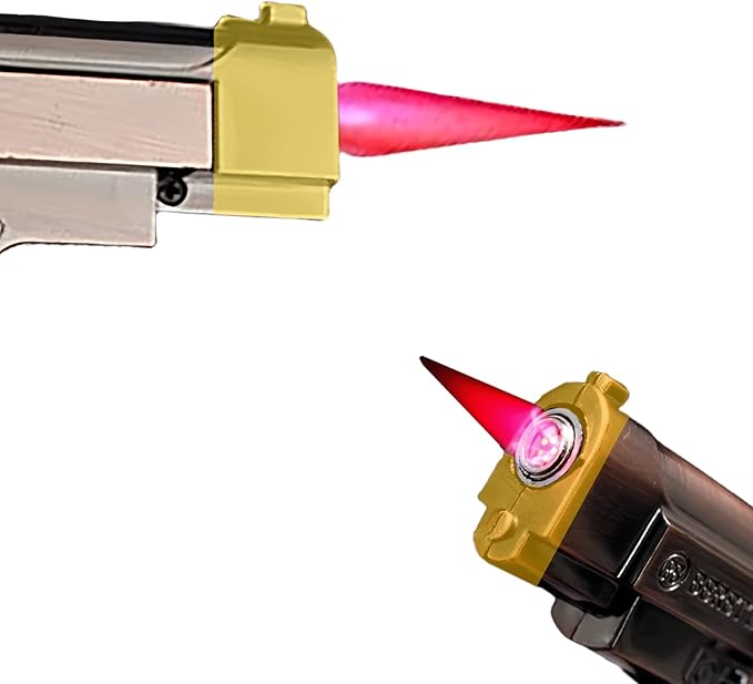 Butane Torch Lighters,Novelty Unique,Refillable & Adjustable,Cool Lighters for Men Fireplace Candles Camping BBQ (No Gas) (Bronze)