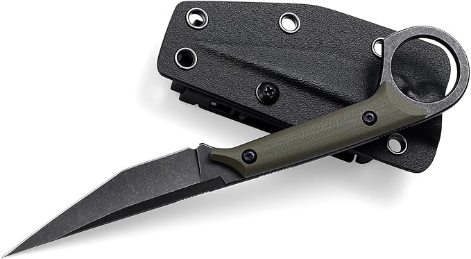 KS527 Fixed Blade Knife, D2 Blade G10 Handle for Men Women, with Kydex Sheath, Utility Knife for EDC Survival Hiking Camping Outdoor Everyday (Green)