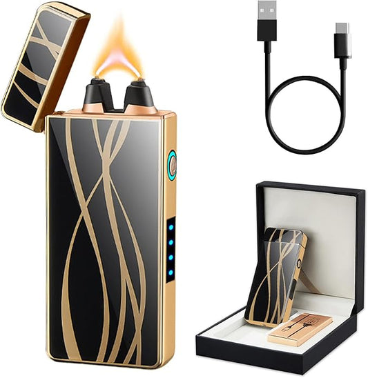 Electric Lighters Windproof & Flameless with USB Rechargeable Plasma Arc Lighter with Safety Switch Lighters for Camping, Hiking, Outdoor Activities(Streamline)