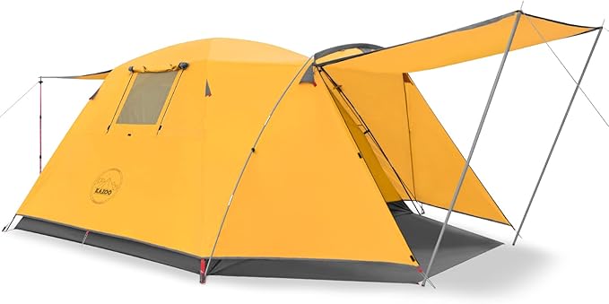 KAZOO 2／4 Person Camping Tent Outdoor Waterproof Family Large Tents 2/4 People Easy Setup Tent with Porch Double Layer