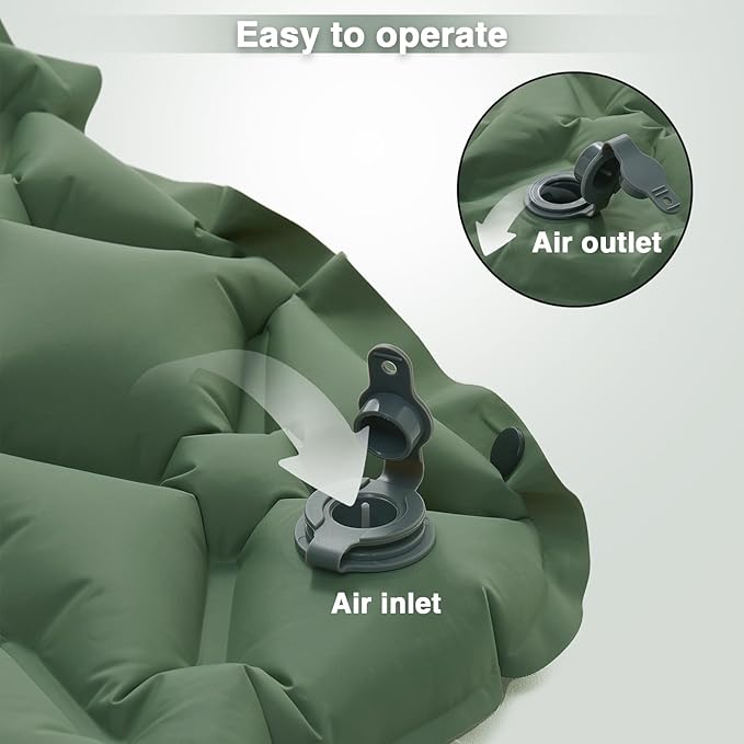 Self-Inflating Sleeping Mat, Ultralight Air Mattress with Integrated Pillow, Outdoor Foldable Sleeping Mat for Camping, Hiking, Trekking, Tent (Green)