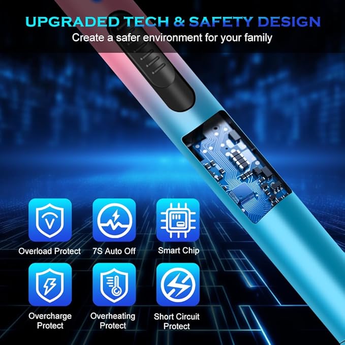 LcFun Electric Candle Lighter Rechargeable USB Lighters Flameless Plasma Arc Lighter Windproof Electronic Lighter Long Lighters for Candles, Grill, Camping, Gas Stoves