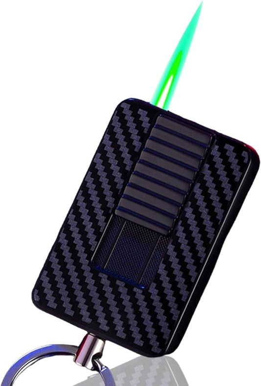 Keychain Lighter, Soft Flame Lighter, Creative Cool Design, Refillable Butane Torch Lighter, Windproof Lighter, Unique Men's Gift, Birthday Candle Camping (Butane Not Included) (Black)