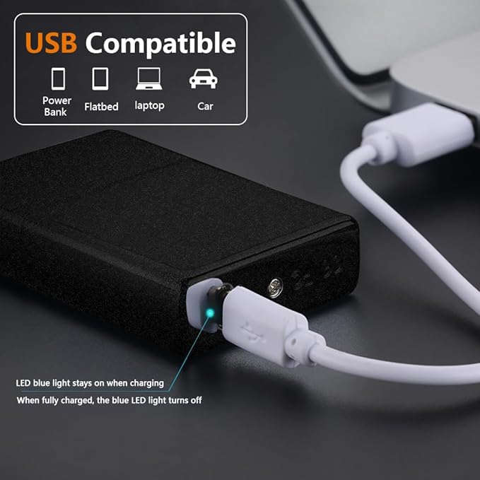 Electric Lighter Plasma Lighter Rechargeable USB Lighter Six Arc Lighter Cool Lighter Candle Lighter Windproof Flameless Lighter with Upgraded Smart Chip for Camping, Hiking(Frosted Black)