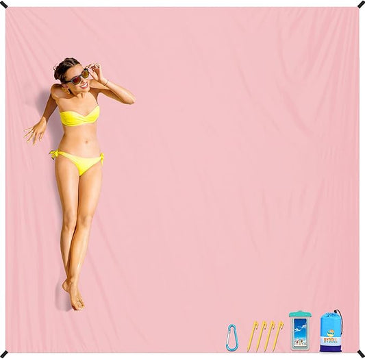 BYDOLL Beach Blanket Sandproof Waterproof 78''×81'' 1-4 Adults Compact Lightweight Oversized Beach Blanket Large Picnic Mat Beach Blanket for Travel Camping Hiking Picnic