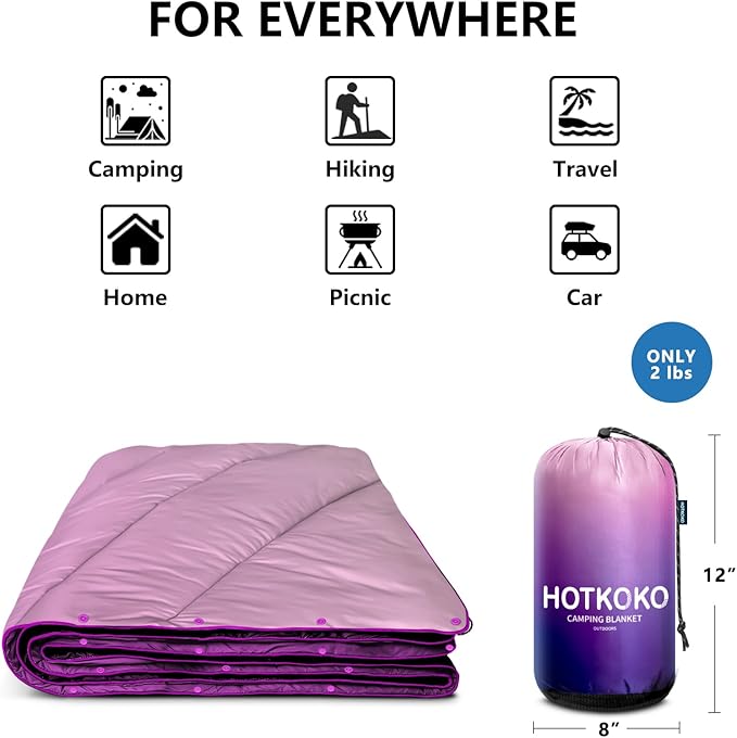 Camping Blanket,Packable Down Alternative Puffy Printed Camping Blanket Lightweight Outdoor Blanket for Camping,Traveling, Stadium, Hiking, Picnics