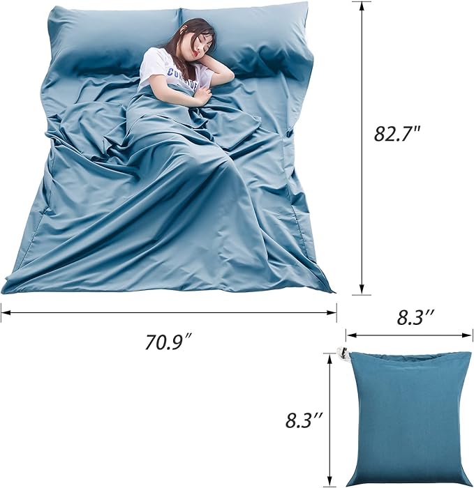 Sleeping Bag Liner Lightweight Compact Sleeping Bag Sack Portable Clean Travel Sheet Camping Sleep Sheet for Backpacking Hotel Hiking